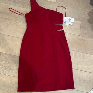 DeCode One-Shoulder Red Bodycon Dress Cutout formal Midi Dress Size 8